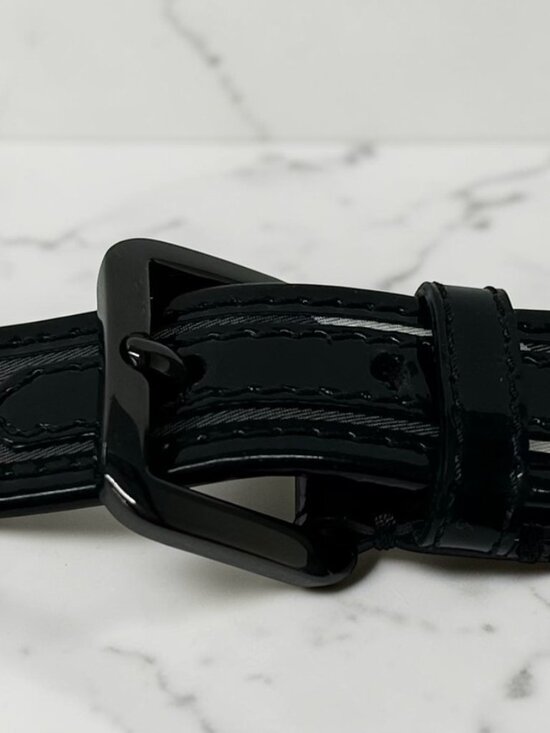 Burberry Black Beat Check and Patent Leather Belt, Size US 32 main image 10